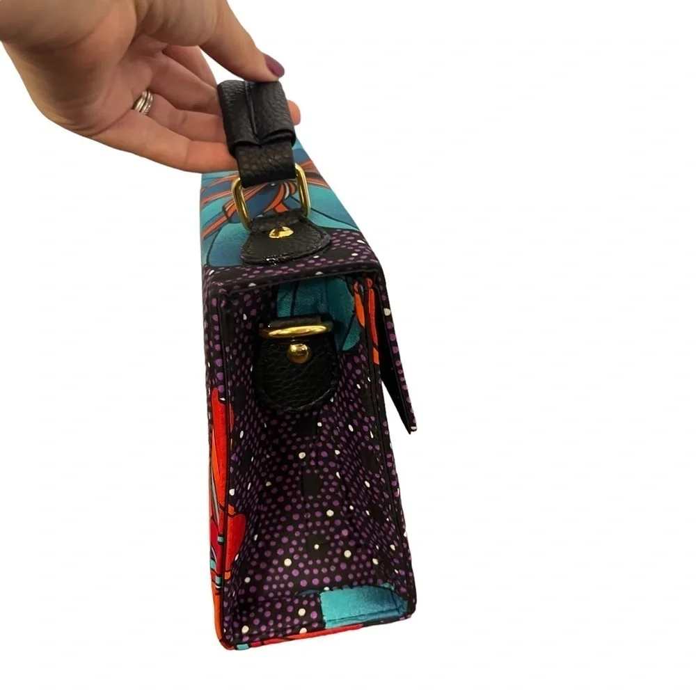 NEW Ankara African Print Multicolored Convertible Crossbody Purse Handbag